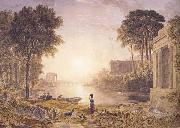 George Barret Classical Landscape Sunset (mk47) oil